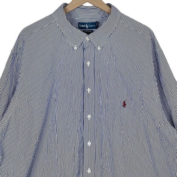 Ralph Lauren Shirt Mens 3XB Classic Fit Vertical Stripe Button Down Coastal Blue - Picture 3 of 12